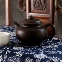 棉麻背景布格子布拍照道具美食服装拍摄道具|乌镇风蓝印花布蓝1号50*50cm