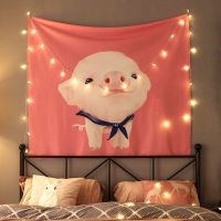 背景布拍照壁布摄影网红布画间挂毯静物拍摄相馆过生日壁挂|可爱猪猪 宽150CM*130CM含六米灯送安装