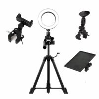 单反相机三脚架手机自拍支架美颜补光灯拍照多功能便携三角架|1.7单机位16厘米灯+托盘+麦夹
