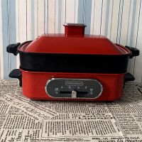 英国摩飞mr9088多功能料理锅网红火锅烤肉机一体电烧烤锅烤炉家用|红色 [标配]+六圆盘