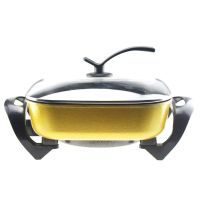 多功能电热锅韩式电火锅家用不粘锅电锅火锅专用|双管金色