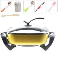 多功能电热锅韩式电火锅家用不粘锅电锅火锅专用|双管金色加礼包