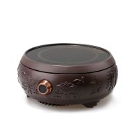 电陶炉小茶炉家用小型煮茶炉德国技术电热炉静音迷你煮茶器光波炉|复古棕 莲花禅式+1.2L升老铁壶(朱雀)