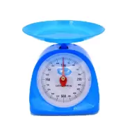 家用弹簧秤机械厨房称重器圆盘称托盘秤迷你台称5kg塑料刻度称克|升级圆形秤盘1公斤(颜色随机)