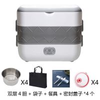 加热保温蒸煮电热饭盒可插电便携带饭神器保温桶上班族便携饭煲|HY19双层密封盖子+袋子+餐具