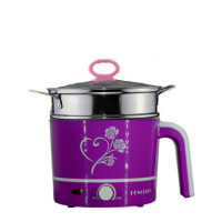 宝宝米糊锅煮粥锅懒人火锅电热锅煮面锅电火锅大容量特价|紫色1.2升电热锅带蒸笼