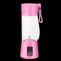 充电式榨汁机家用迷你便携式豆浆果汁杯多功能炸水果蔬菜小型电动|粉色 6叶刀片玻璃杯身(电机动力)顶配