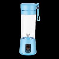 充电式榨汁机家用迷你便携式豆浆果汁杯多功能炸水果蔬菜小型电动|蓝色 6叶刀塑料杯身(双电机动力)+备用杯