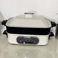 英国摩飞mr9088多功能料理锅电烧烤锅烤炉网红火锅烤肉机一体家用|白色 [标配]+六圆盘+丸子盘