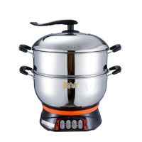 多功能电热锅家用电炒锅电蒸锅电煮锅电火锅不锈钢不粘锅|34cm单蒸笼