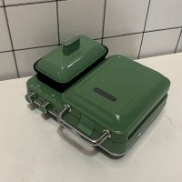 摩飞早餐机三明治轻食机多功能盘子配件华夫饼机吐司机烤盘mr9086|绿色 标配+小蒸锅+华夫饼盘+平煎盘