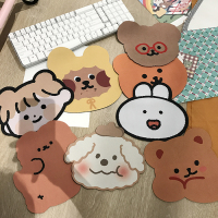 韩国简约卡通插画少女心鼠标垫ins时尚办公室小熊小狗鼠标防滑垫