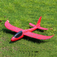 网红户外手抛泡沫飞机儿童玩具拼装模型回旋发光闪灯投掷滑翔机|48CM红色飞机