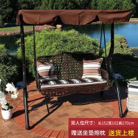 户外秋千室外庭院双人摇椅成人铁艺吊椅室内阳台千秋椅花园摇床|冰咖啡双人秋千[咖啡色]送坐垫抱枕