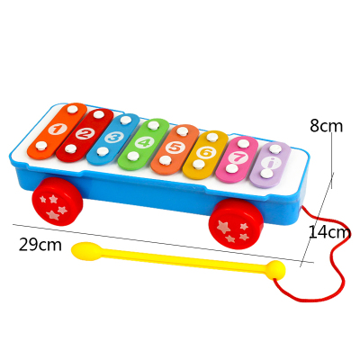 儿童钢琴二合一手敲琴八音电子琴宝宝琴乐器趣味音乐弹奏|小号拖拉敲琴[颜色随机]