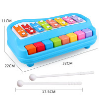 儿童钢琴二合一手敲琴八音电子琴宝宝琴乐器趣味音乐弹奏|蓝色[5400-04]大号敲琴送琴谱