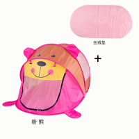 儿童帐篷玩具游戏屋室内家用公主男女孩宝宝过家家折叠小房子球池|粉熊+配套丝绒垫