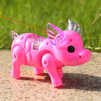 网红牵绳会跑的电动小猪发光音乐走路儿童宝宝玩具男女孩小孩