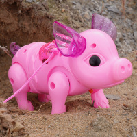 网红猪粉色牵绳发光电动网红猪玩具爬行会走路会跑音乐小粉猪