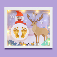 宝宝满月百天胎毛纪念品手足印泥手模型脚印泥新生婴儿周岁礼|[鹿与雪人]主题款-手脚印