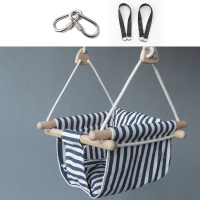 哇吧婴儿秋千室内家用吊椅婴幼儿小型吊篮荡秋千儿童宝宝布艺摇椅|行云流水款[含坐靠垫锁扣织带]