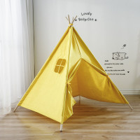 儿童帐篷游戏屋小房子男女孩室内玩具公主城堡摄影道具印第安帐篷|黄色(杆长1.8米款)