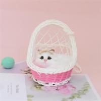 会叫仿真小猫咪毛绒仿真狗仿真兔筐子小猫仿真动物模型玩偶|[会叫]吊篮小小猫黄头
