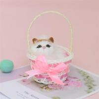 会叫仿真小猫咪毛绒仿真狗仿真兔筐子小猫仿真动物模型玩偶|[会叫]提篮抬头猫黄头