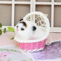 会叫仿真小猫咪毛绒仿真狗仿真兔筐子小猫仿真动物模型玩偶|[会叫]吊篮大头猫黑头