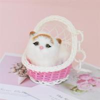 会叫仿真小猫咪毛绒仿真狗仿真兔筐子小猫仿真动物模型玩偶|[会叫]吊篮大头猫黄头