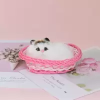 会叫仿真小猫咪毛绒仿真狗仿真兔筐子小猫仿真动物模型玩偶|[会叫]带筐单只黑头猫咪