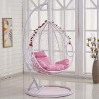 鸟巢吊篮藤椅脚踏款成人室内秋千网红吊椅懒人吊床单双人阳台摇篮|单人白色升级版加大款