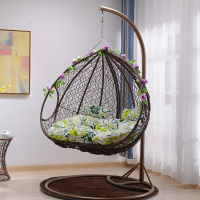 鸟巢吊篮藤椅脚踏款成人室内秋千网红吊椅懒人吊床单双人阳台摇篮|双人咖啡色乱编升级版