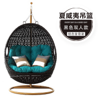 吊篮藤椅室内秋千双人家用阳台懒人网红鸟巢吊椅掉椅子摇篮椅摇椅|夏威夷黑色双人款(抱枕随机)