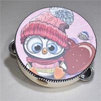 儿童小铃鼓木制幼儿园老师演出表演玲鼓乐器婴儿手拍鼓|粉红色粉色企鹅款1个