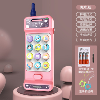 婴儿宝宝儿童手机大哥大仿真按键电话音乐早教可咬男孩女|双语手机(粉)[充电版]送卡通挂绳