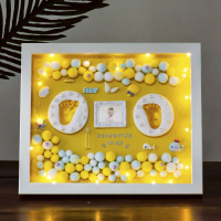 宝宝手足印泥手脚印创意婴儿永久胎毛纪念品自制百天纪念礼物|暖灯款--黄色
