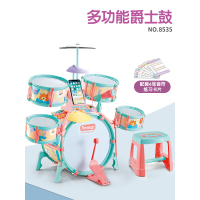 多功能儿童架子鼓初学者大号乐器3-6-10岁敲打宝宝礼物爵士鼓|[灯光跟随]卡通灯光+话筒外接线+鼓谱+扩音