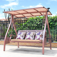 室外户外秋千摇椅庭院成人双人吊椅家用阳台太阳能铁艺铸铝荡秋千|阿尔卑斯-三人太阳能秋千[玫瑰金]