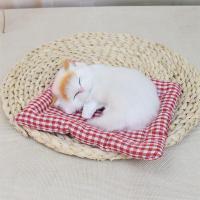 会叫仿真小猫猫咪假猫玩偶布偶毛绒猫摆件送女友孩子生日礼物|小号会叫黄耳猫红白格子