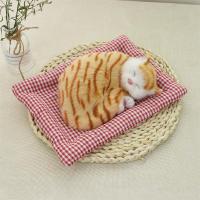 会叫仿真小猫猫咪假猫玩偶布偶毛绒猫摆件送女友孩子生日礼物|大号会叫加菲猫红白格子