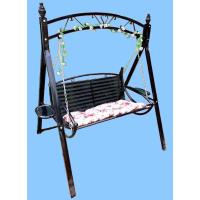 户外铁艺摇椅秋千椅阳台室内外庭院双人摇篮椅家用荡秋千吊椅吊床|豪华版黑色+花藤+坐垫+彩灯工具