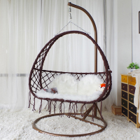 北欧网红吊椅吊篮卧室秋千少女单人家用室内阳台吊兰椅吊床摇篮椅|咖啡色双人