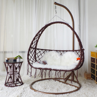 北欧网红吊椅吊篮卧室秋千少女单人家用室内阳台吊兰椅吊床摇篮椅|茶几+咖啡色双人