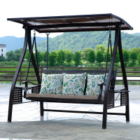 户外秋千太阳能灯摇椅铁艺阳台室外休闲网红吊椅庭院双人秋千|太阳能-斯里兰卡秋千三人款[送坐垫抱枕]新品