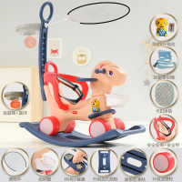 木马儿童摇马两用音乐婴儿推车塑料玩具宝宝1-3一6周岁礼物摇摇马|（全套版）哪吒战马车（哪吒红）