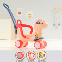 木马儿童摇马两用音乐婴儿推车塑料玩具宝宝1-3一6周岁礼物摇摇马|基础版哪吒推行车(哪吒红)牛皮纸袋装