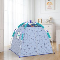 儿童帐篷游戏屋室内折叠宝宝分床神器小公主城堡男孩秘密基地|儿童帐篷棉机器人折叠款(纯棉布)