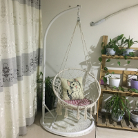 ins北欧吊椅网红吊篮摇篮藤椅吊床秋千室内成人公主家用卧室阳台|二代椅直杆款送坐垫抱枕地垫灯