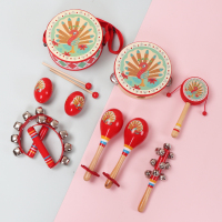 手鼓乐器手打鼓儿童沙锤摇铃敲鼓响板音乐教材|MFS孔雀10件套(送收纳袋)